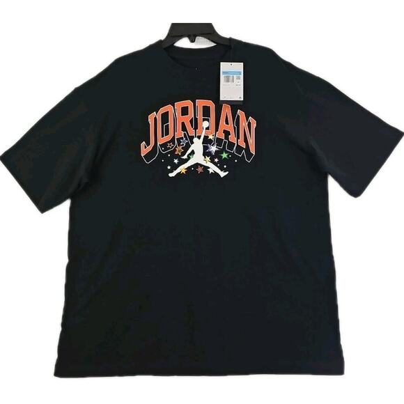 Jordan Michael Jordan~Woman Size M~Black Oversized Fit Active T-shirt Cotton NWT - Picture 1 of 14